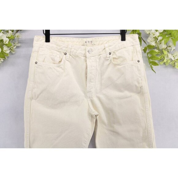 We The Free Woman's Denim Cream Boyfriend Jeans Button Fly Raw Hem Size 29 - Picture 3 of 6